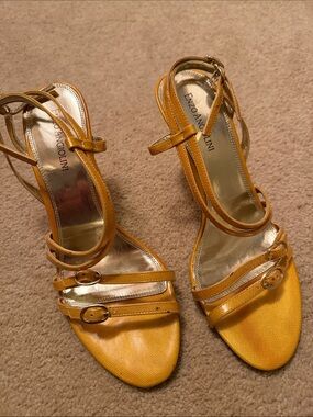 Enzo Angiolini Mustard Yellow Strappy Heeled Sandals